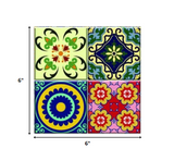6" x 6" Mediterranean Brights Mosaic Peel and Stick Removable Tiles