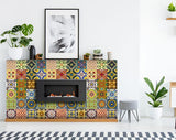 5" X 5" Mediterranean Brights Peel and Stick Removable Tiles