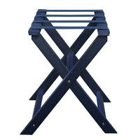 Earth Friendly Navy Blue Folding Luggage Rack with Navy Straps