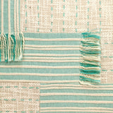 Cream and Mint Woven Throw Pillow