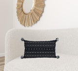 Black and Gray X Pom Throw Pillow