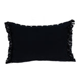Jet Black and White Woven Lumbar Pillow