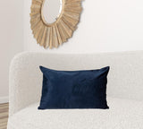 Inky Blue Velvet Lumbar Throw Pillow