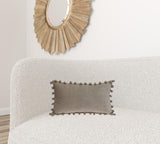 Taupe Pom Pom Lumbar Throw Pillow