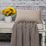 Taupe Pom Pom Lumbar Throw Pillow