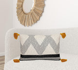 Beige and Black Knit Throw Pillow