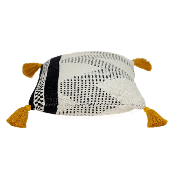 Beige and Black Knit Throw Pillow