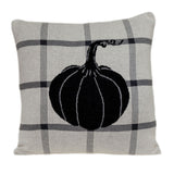 Grey Plaid Pumpkin Throw Pillow