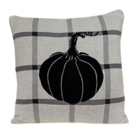 Grey Plaid Pumpkin Throw Pillow