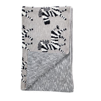 Grey Lots of Zebras Woven Knitted Baby Blanket