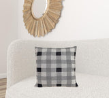 Lead Grey Checkered Pillow