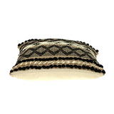 Black and Sand Woven Decorative Pillow