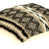 Black and Sand Woven Decorative Pillow