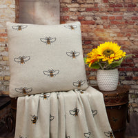 Ivory Bumble Bee Knitted Throw Blanket