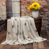 Ivory Bumble Bee Knitted Throw Blanket