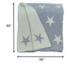 Gray and White Stars Knitted Throw Blanket