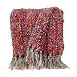 Boho Red and Purple Basketweave Throw Blanket