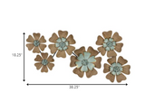 Fun Flowers Natural Wood and Aqua Blue Wall Decor