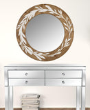 White and Natural Laurel Vine Carved Wood Wall Mirror