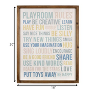 Playroom Rules Wooden Wall Art