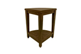 Curvilinear Dark Brown Teak 18" Corner Shower Bench with Shelf