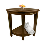 Curvilinear Dark Brown Teak 18" Corner Shower Bench with Shelf