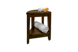 Curvilinear Dark Brown Teak 18" Corner Shower Bench with Shelf
