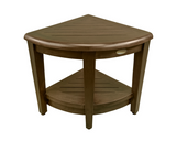 Curvilinear Dark Brown Teak 18" Corner Shower Bench with Shelf