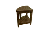 Curvilinear Dark Brown Teak 18" Corner Shower Bench with Shelf