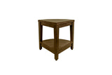Curvilinear Dark Brown Teak 18" Corner Shower Bench with Shelf