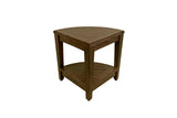 Curvilinear Dark Brown Teak 18" Corner Shower Bench with Shelf