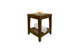 Curvilinear Dark Brown Teak 18" Corner Shower Bench with Shelf