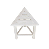 Hotel White Teak 18" Triangle Corner Shower Bench or Shelf