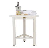 Hotel White Teak 18" Triangle Corner Shower Bench or Shelf