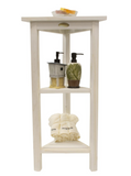 Hotel White Teak 32" Triangle Corner Shower Tiered Shelf