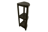 Dark Gray Teak 32" Curvilinear Corner Shower Tiered Shelf