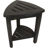 Mod Gray Teak 18" Curvilinear Corner Shower Bench with Shelf