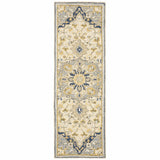 5'x8' Blue and Ivory Bohemian Area Rug