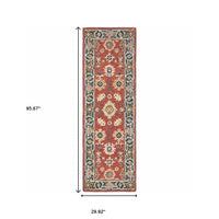 3'x8' Red and Blue Bohemian Area  Rug