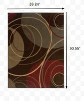 5'x8' Brown and Red Abstract  Area Rug