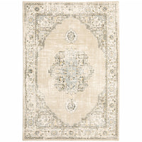 8'x10' Beige and Ivory Center Jewel Area Rug