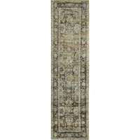 5'x8' Green and Brown Floral Area Rug
