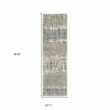 2'x8' Grey and Ivory Abstract Lines  Runner Rug
