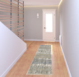 2'x8' Grey and Ivory Abstract Lines  Runner Rug
