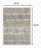 2'x8' Grey and Ivory Abstract Lines  Runner Rug