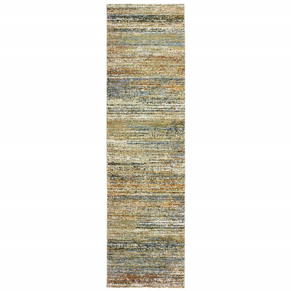 3'x5' Gold and Green Abstract Area Rug