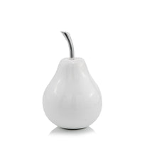 White Coated Mini Pear Shaped Aluminum Accent Home Decor