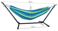 Blue and Green Stripe Classic 2 Person Hammock with Stand