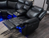 Power reclining Sectional Sofa in Black Leather Air