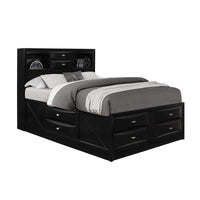 Black Veneer King Bed with bookcase headboard  10 drawers